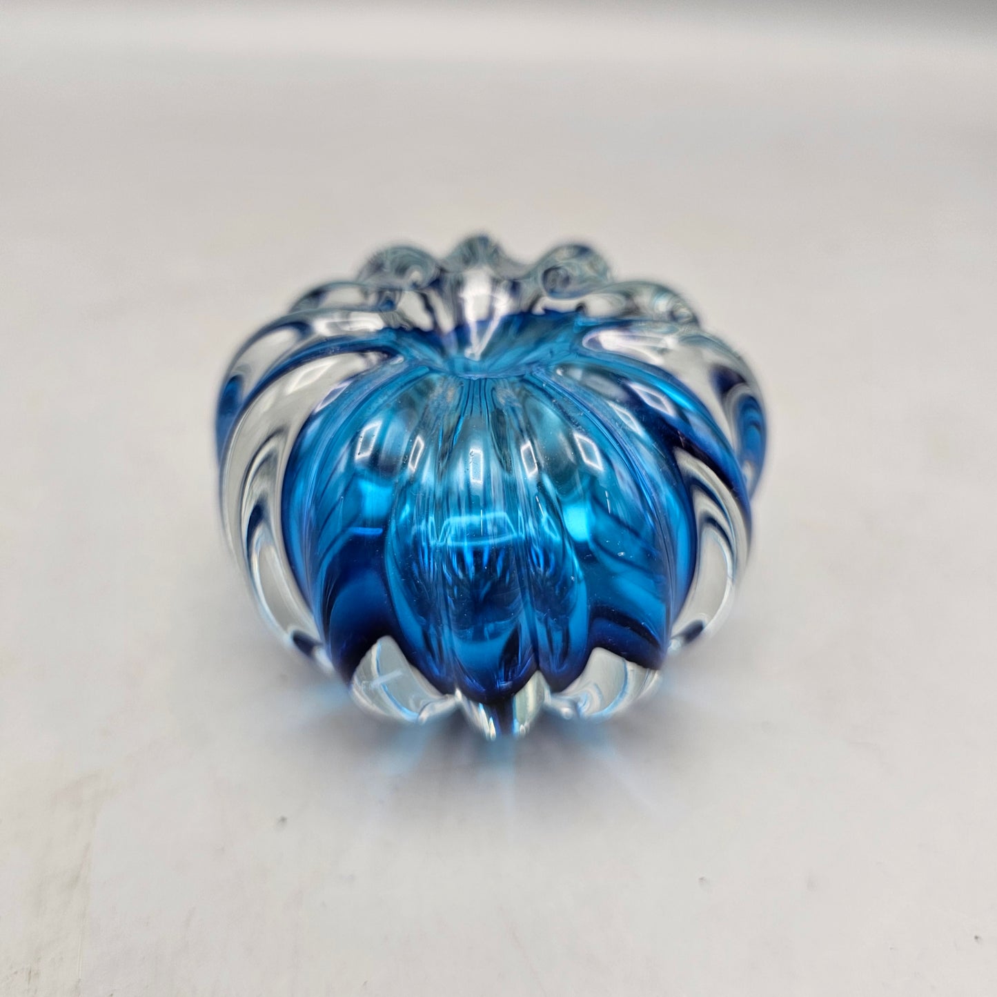 Clear and Blue Glass Paperweight