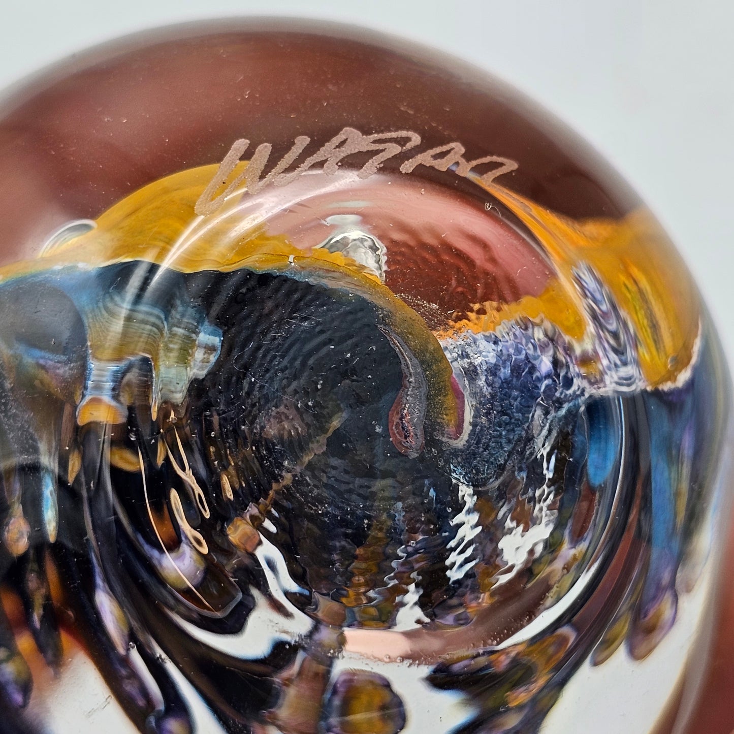 Art Glass Paperweight Signed