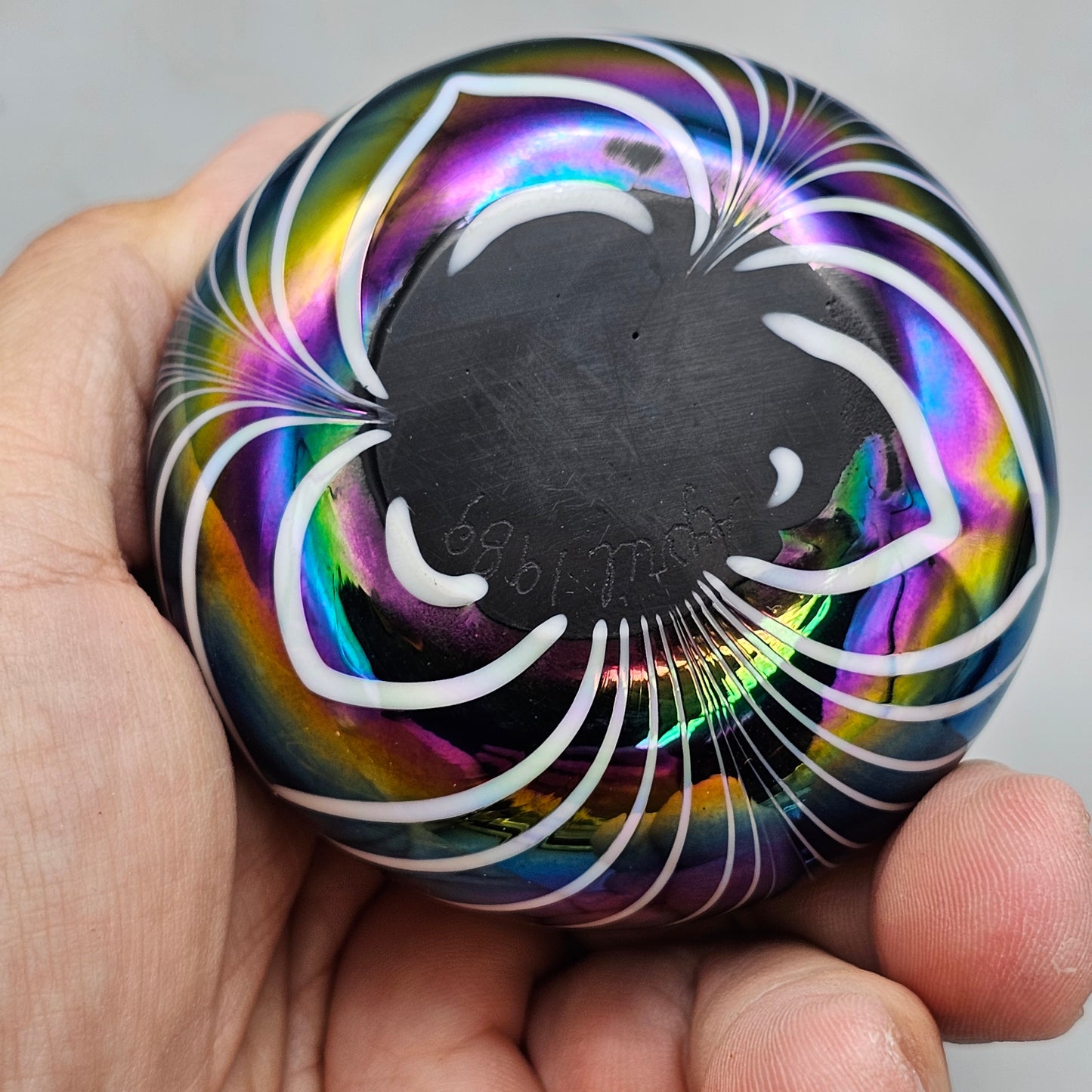 April 1989 Art Glass Paperweight - Iridescent