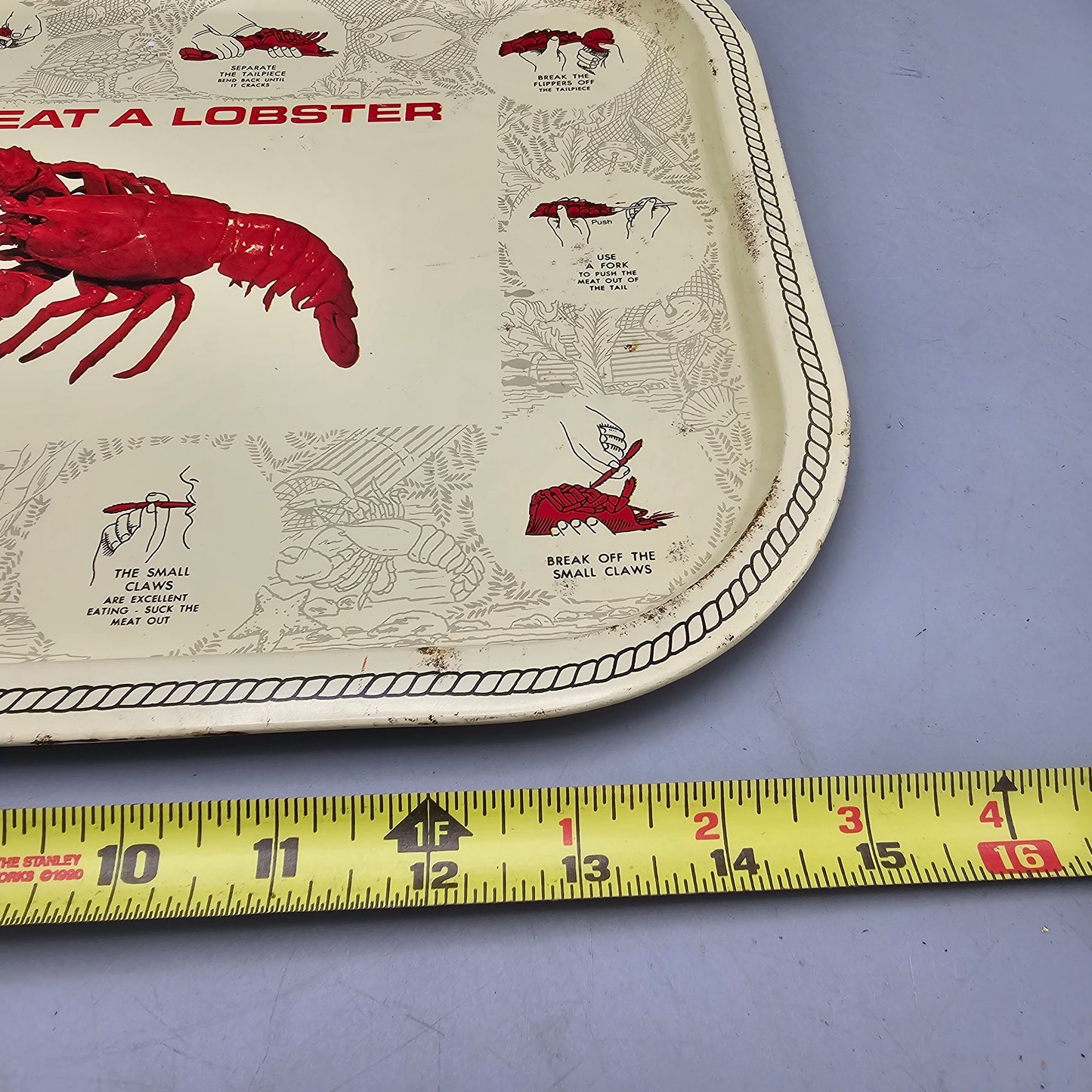 Vintage "How to Eat a Lobster" Tin Serving Tray