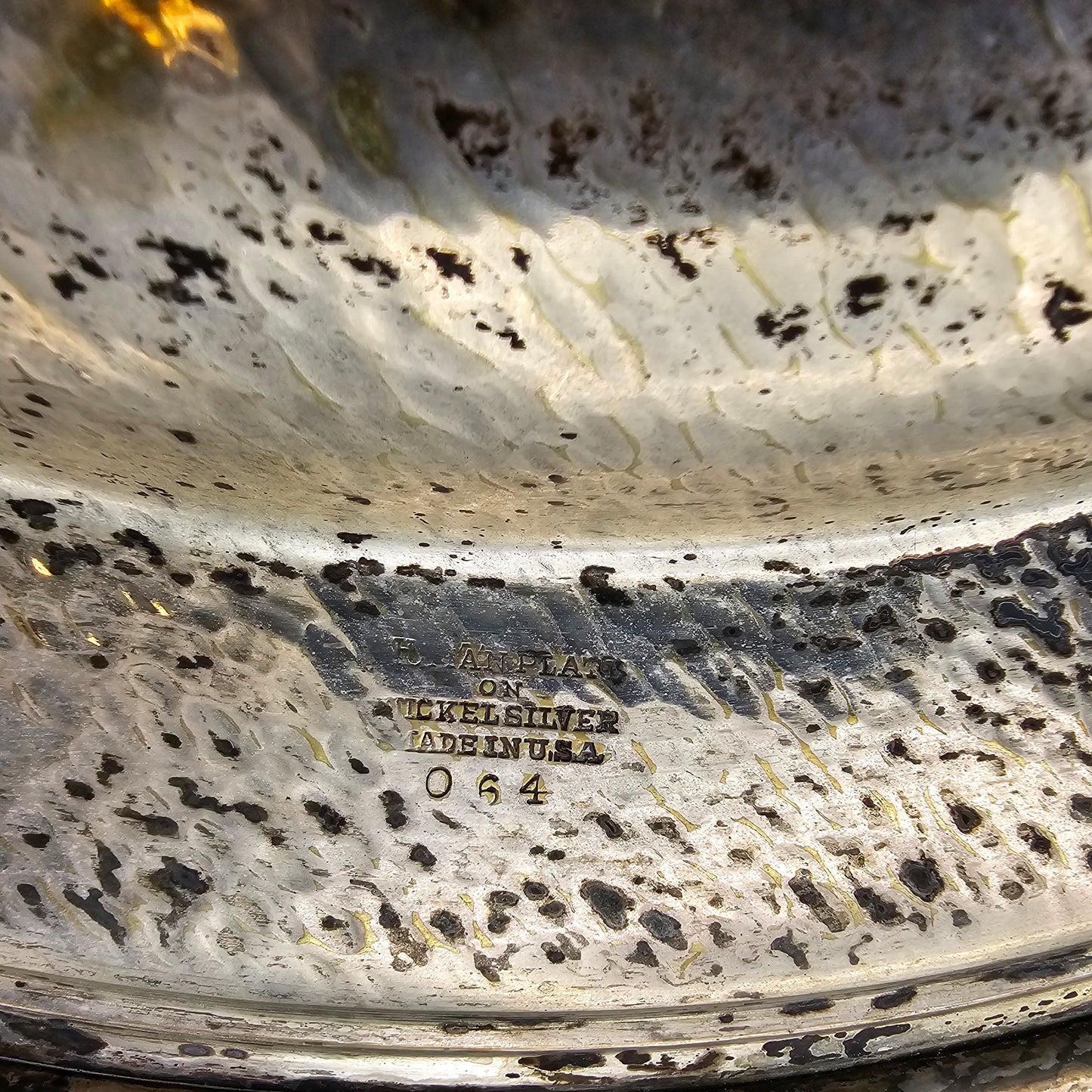 Vintage Round Silver Plate Hammered Tray