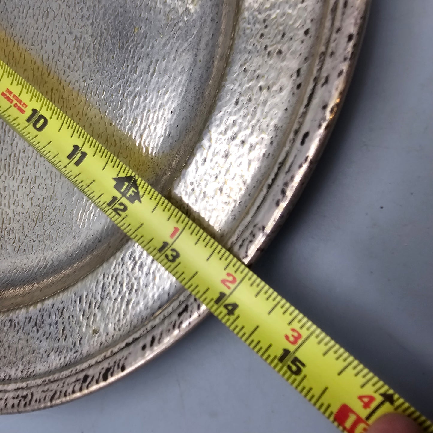 Vintage Round Silver Plate Hammered Tray