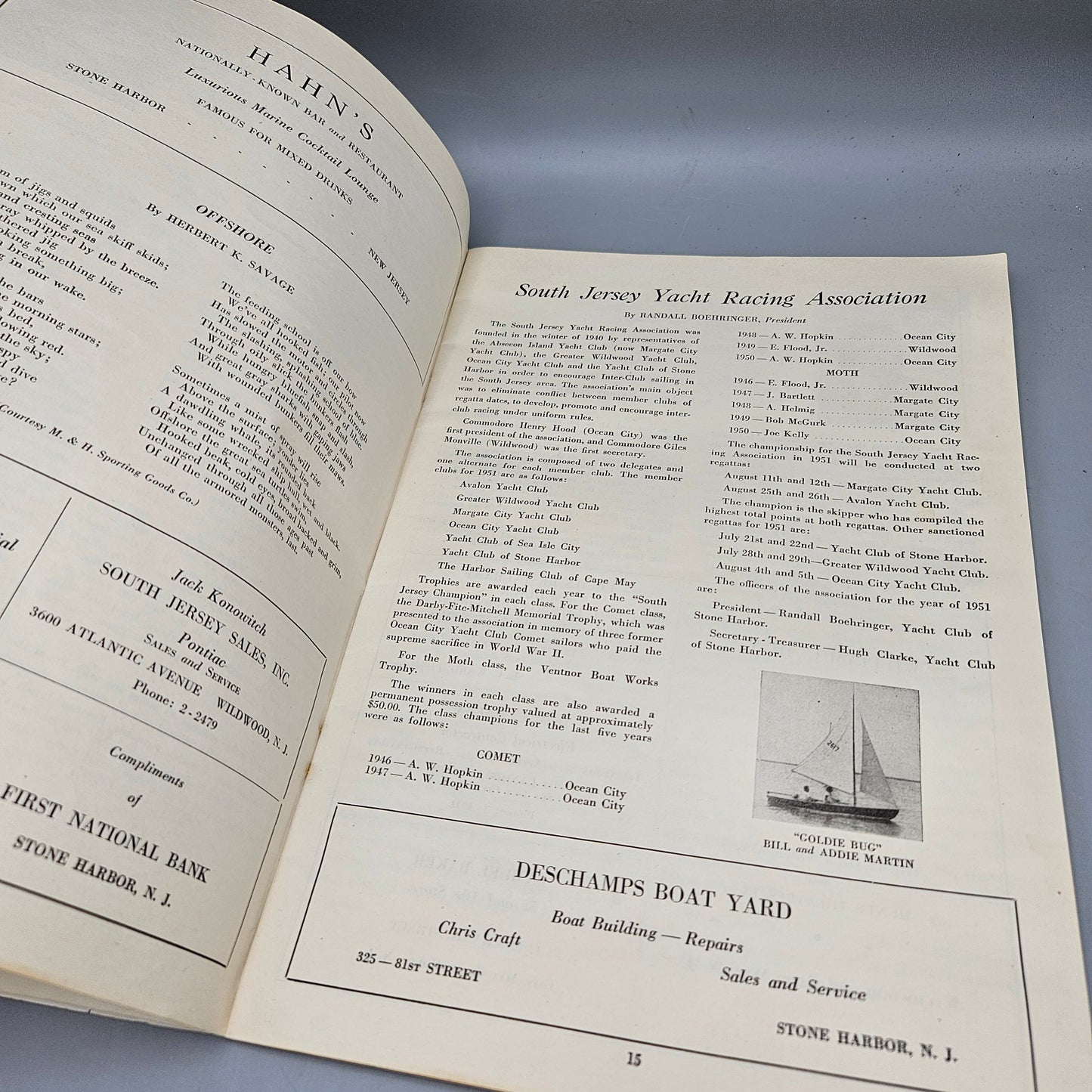 Vintage Avalon New Jersey NJ "Avalon Yacht Club Magazine 1960's