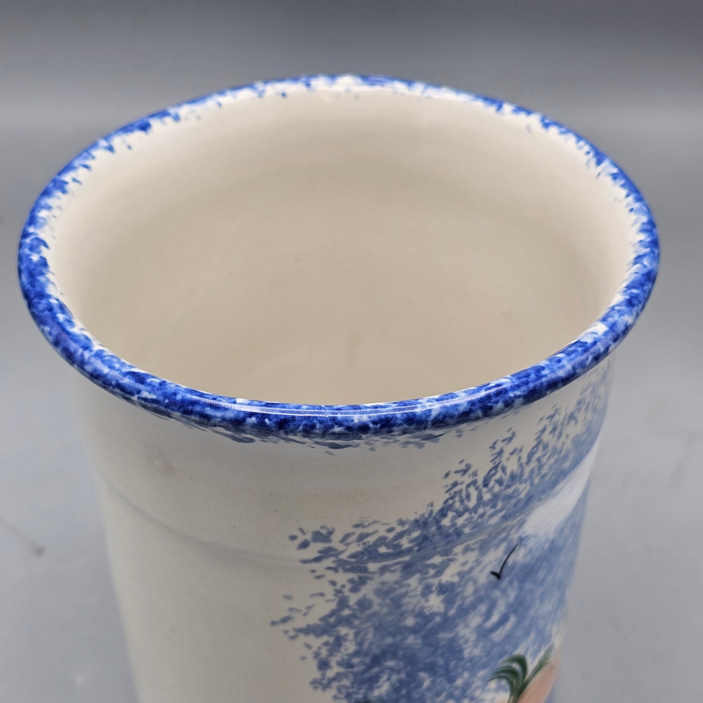Handpainted Utensil Holder with Lighthouse