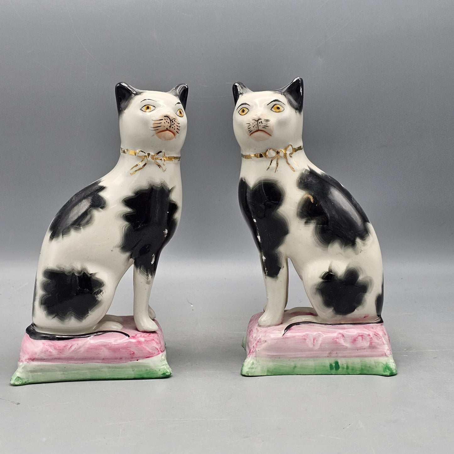 Pair of Staffordshire Ware Black and White Cats