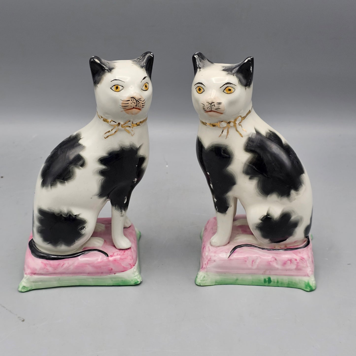 Pair of Staffordshire Ware Black and White Cats