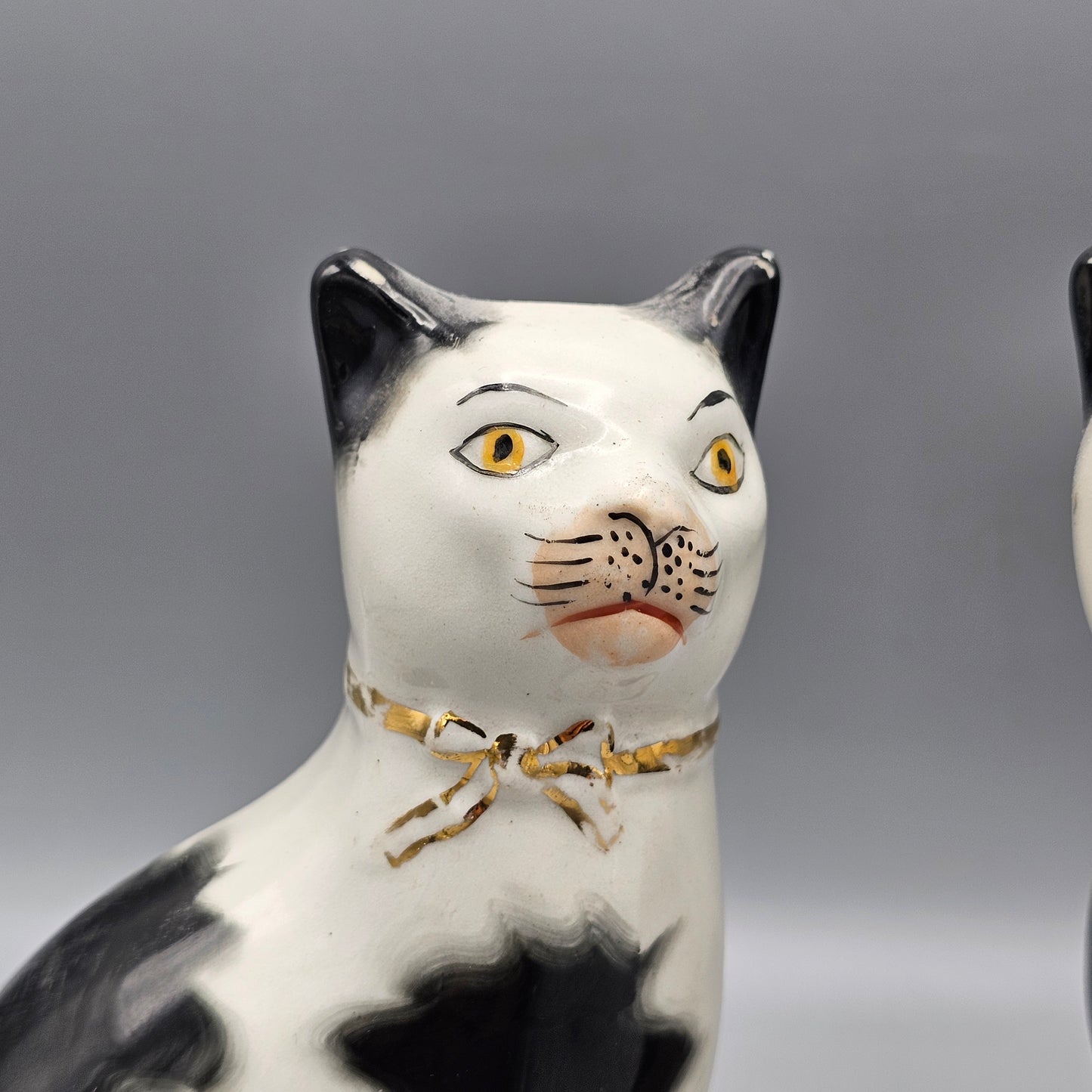 Pair of Staffordshire Ware Black and White Cats