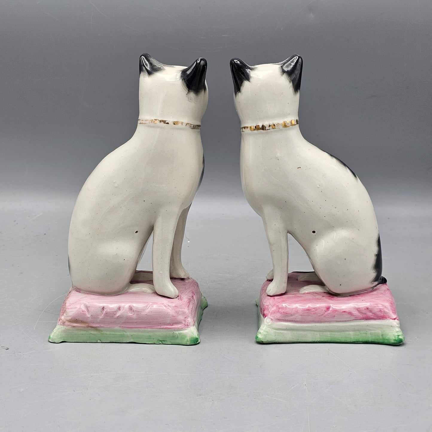 Pair of Staffordshire Ware Black and White Cats