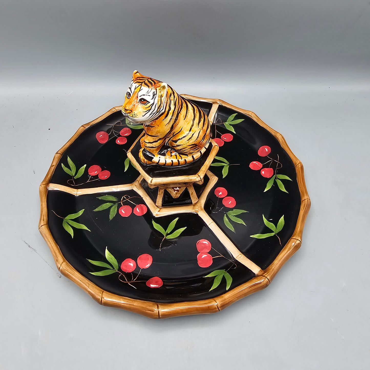 Zrike Hand Painted Terri Beavers Bamboo Forest Crudité Serving Tray