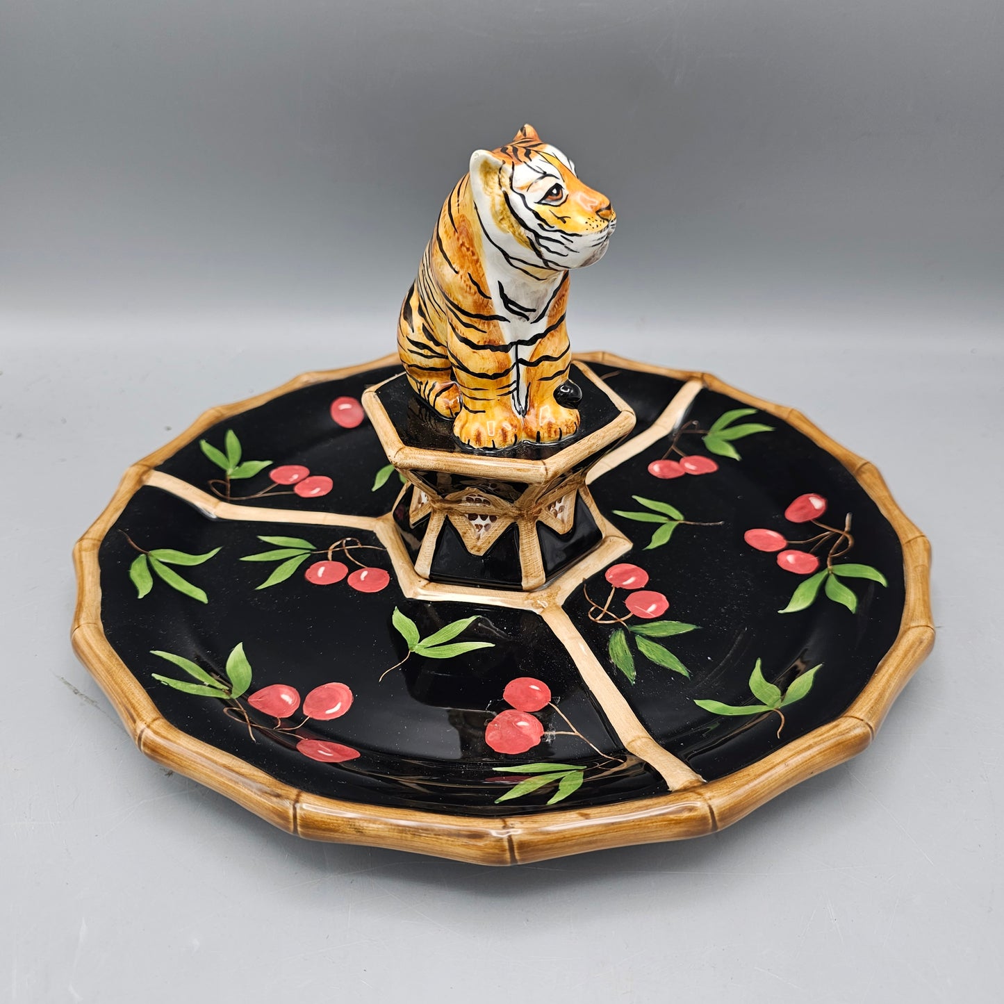Zrike Hand Painted Terri Beavers Bamboo Forest Crudité Serving Tray