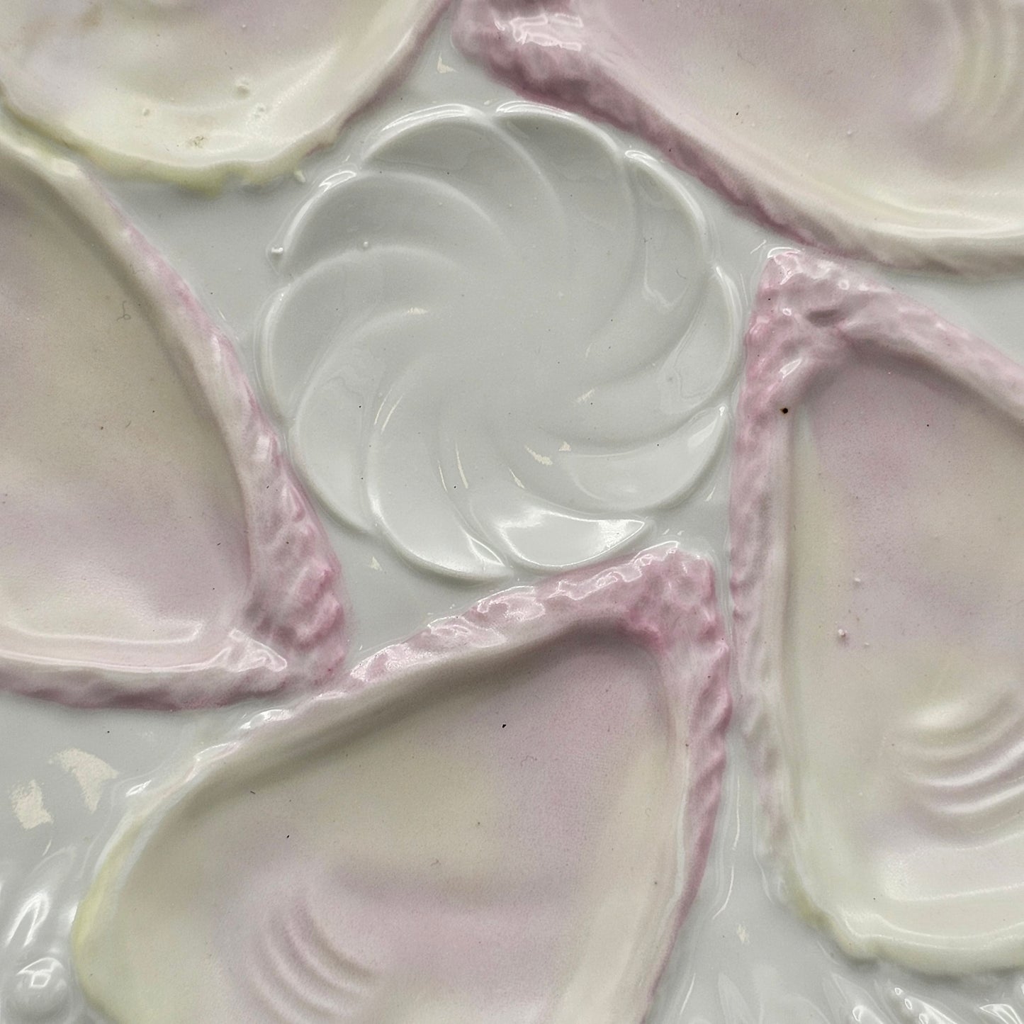 Vintage Pink & White Oyster Plate with Gold Rim ~ 4 Available