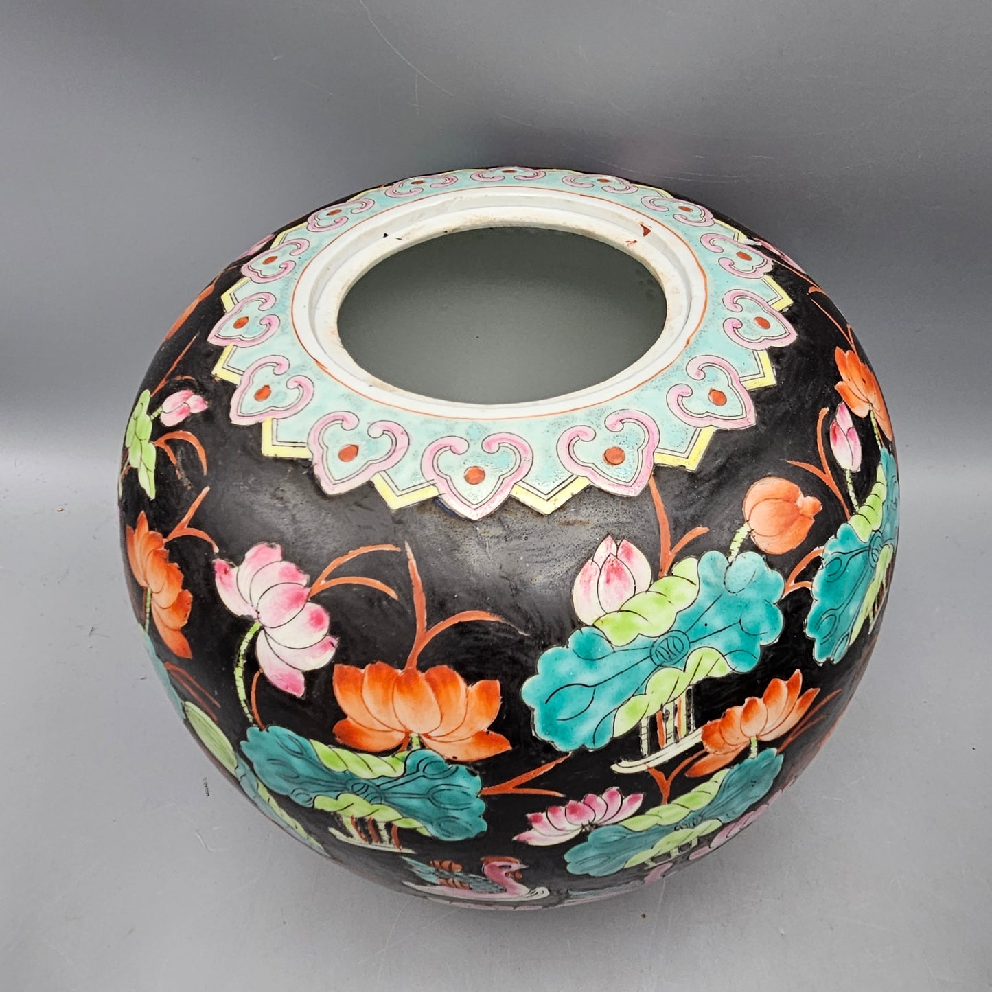 Pair of Chinese Famille Noire Porcelain Ginger Jars