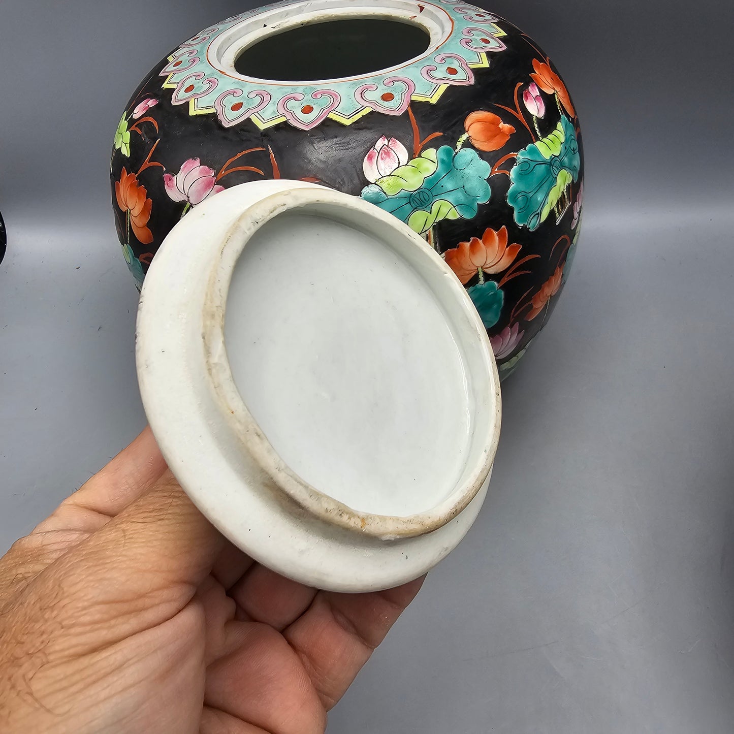 Pair of Chinese Famille Noire Porcelain Ginger Jars