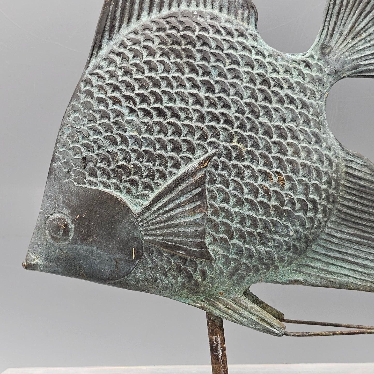 Vintage Copper Tropical Fish Sculpture on Lucite Stand