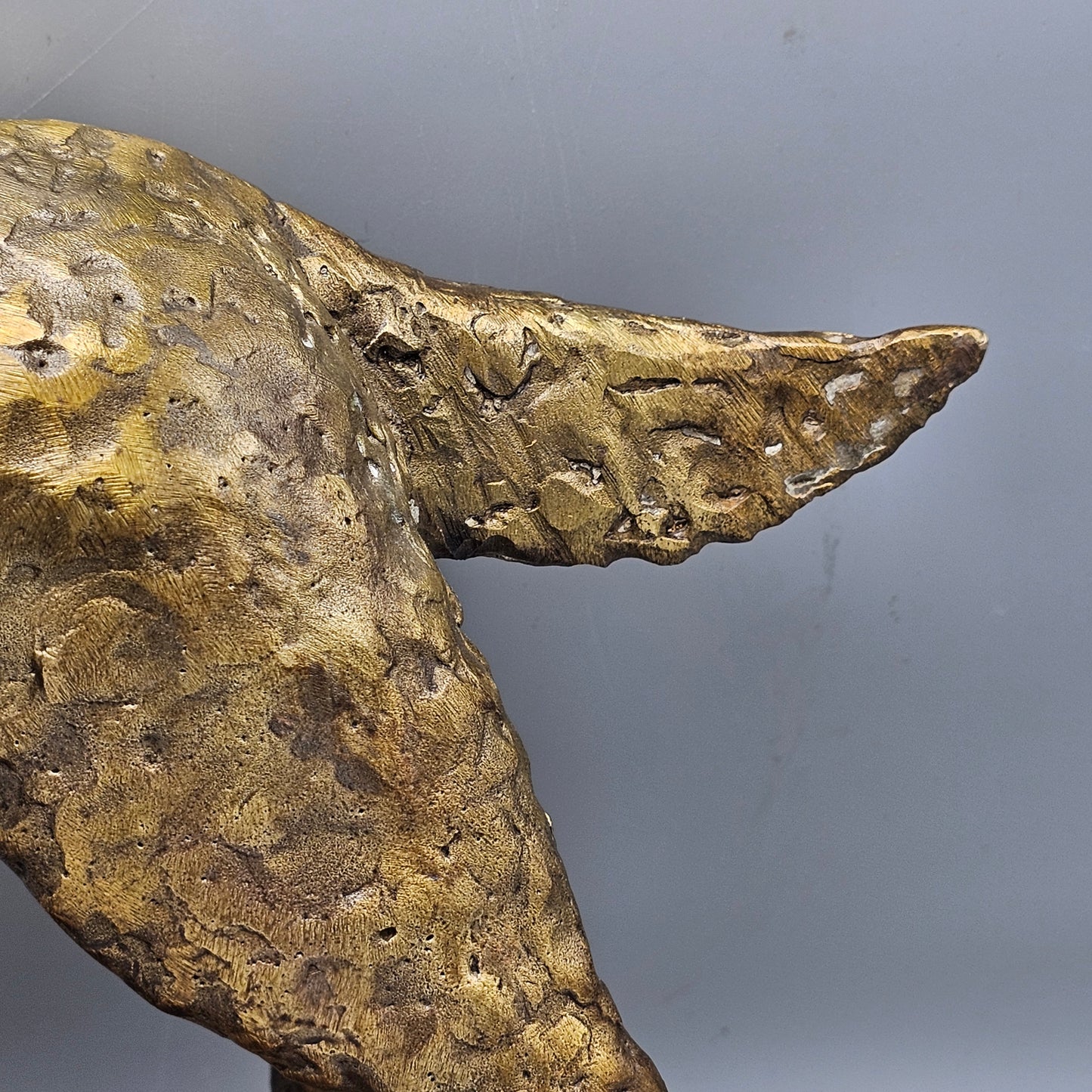 Vintage Pointer Dog Bronze Sculpture on Wooden Stand