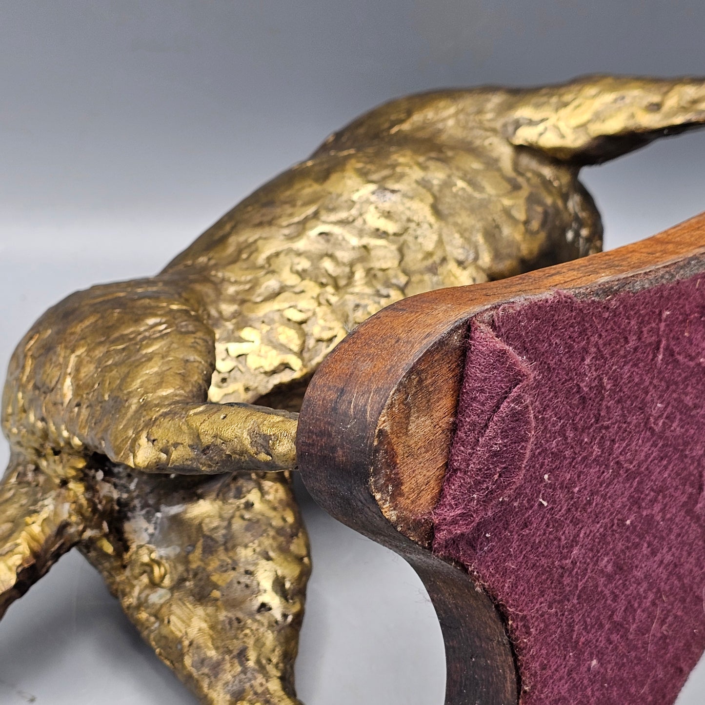 Vintage Pointer Dog Bronze Sculpture on Wooden Stand