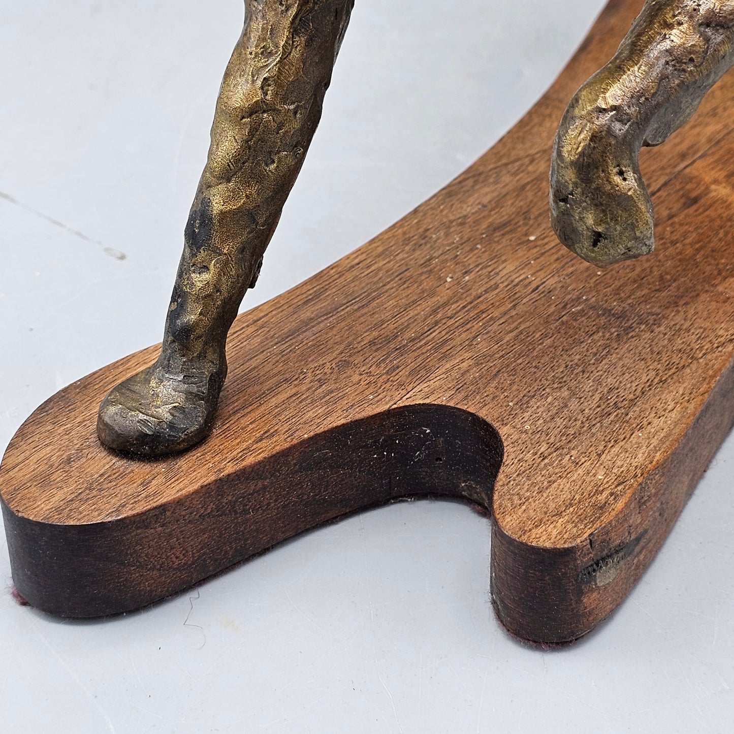 Vintage Pointer Dog Bronze Sculpture on Wooden Stand
