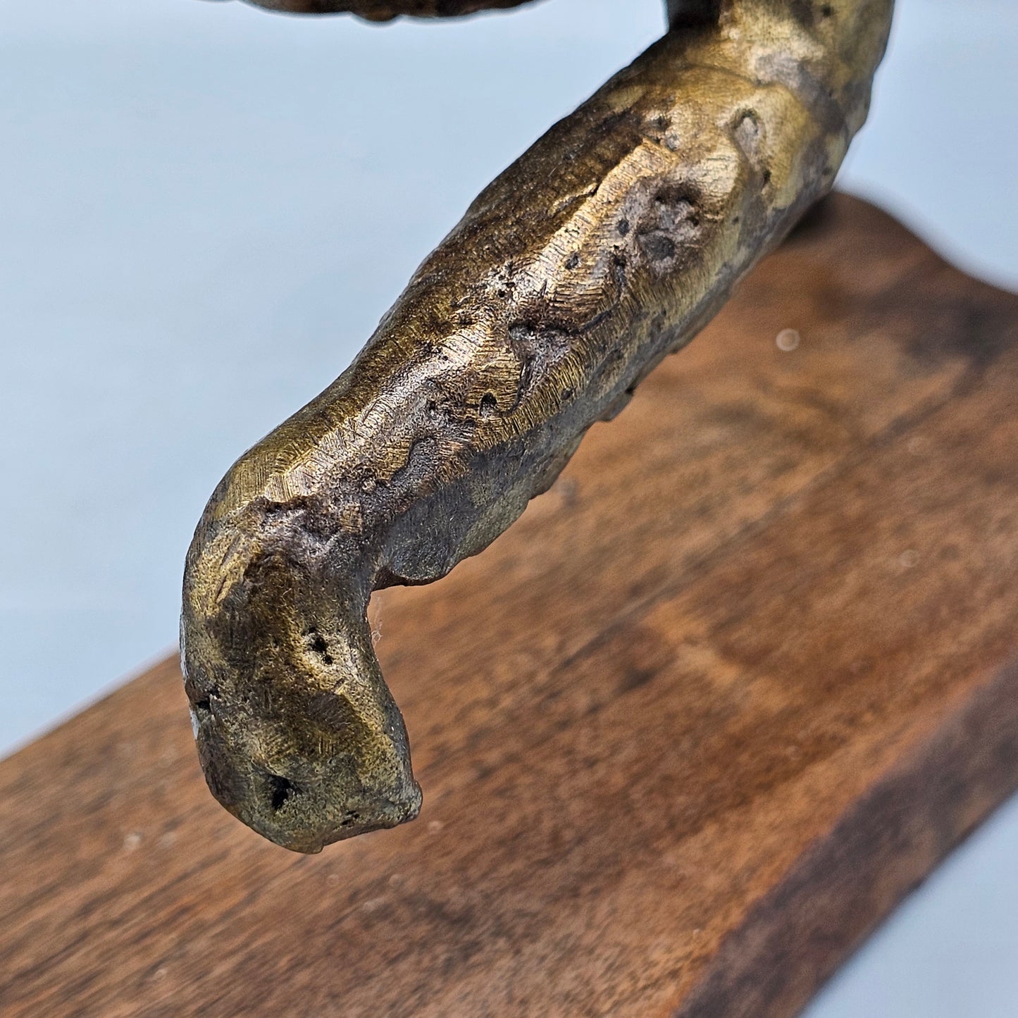 Vintage Pointer Dog Bronze Sculpture on Wooden Stand