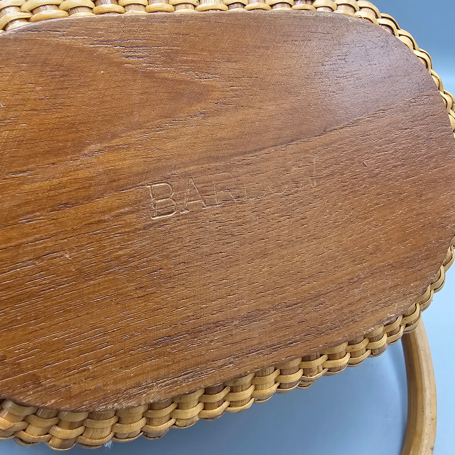 Vintage Lined Nantucket Basket with Town Scene on Top - Barlow
