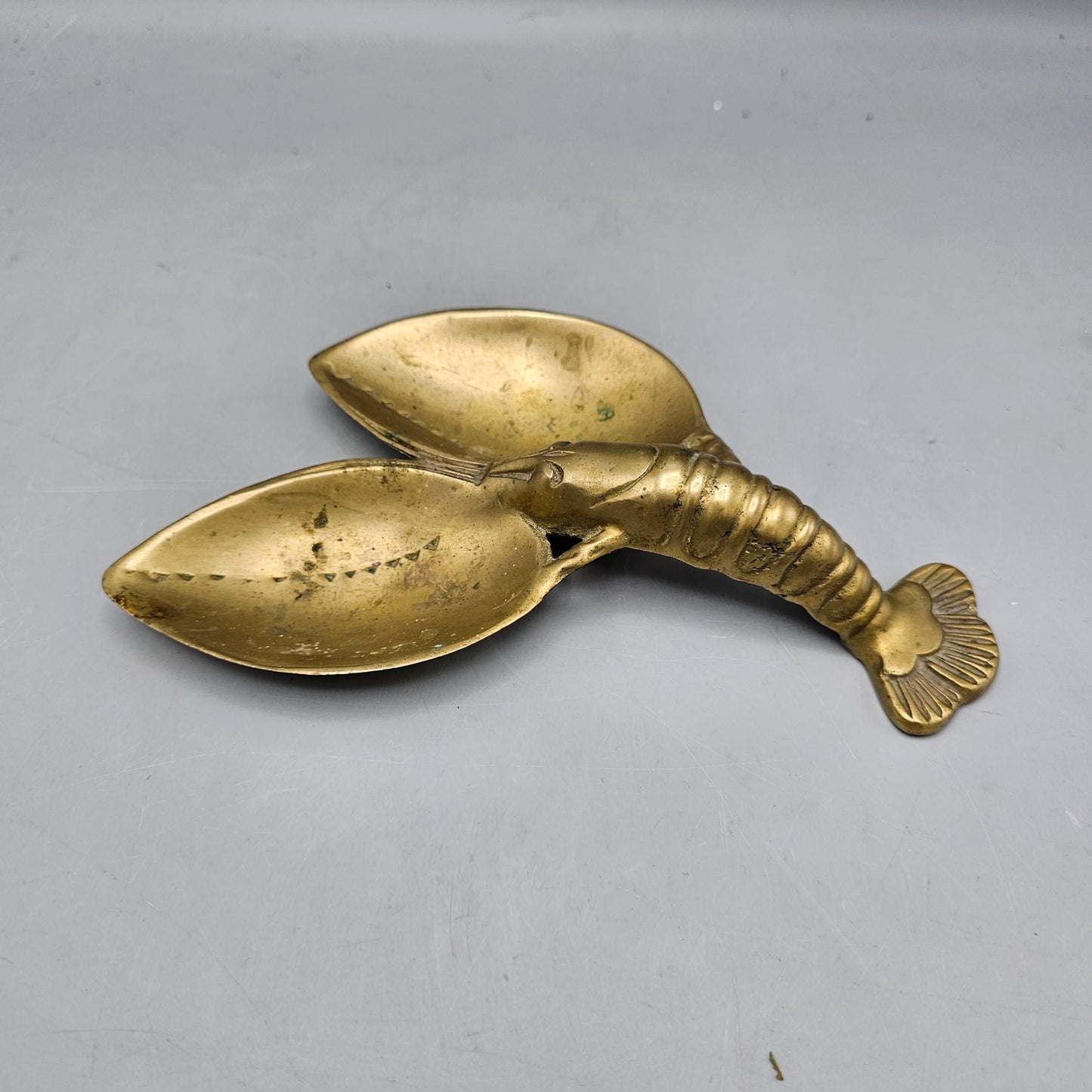 Vintage Heavy Brass Figural Lobster Ashtray
