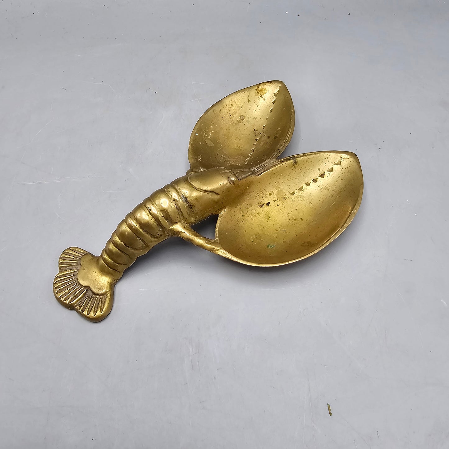 Vintage Heavy Brass Figural Lobster Ashtray