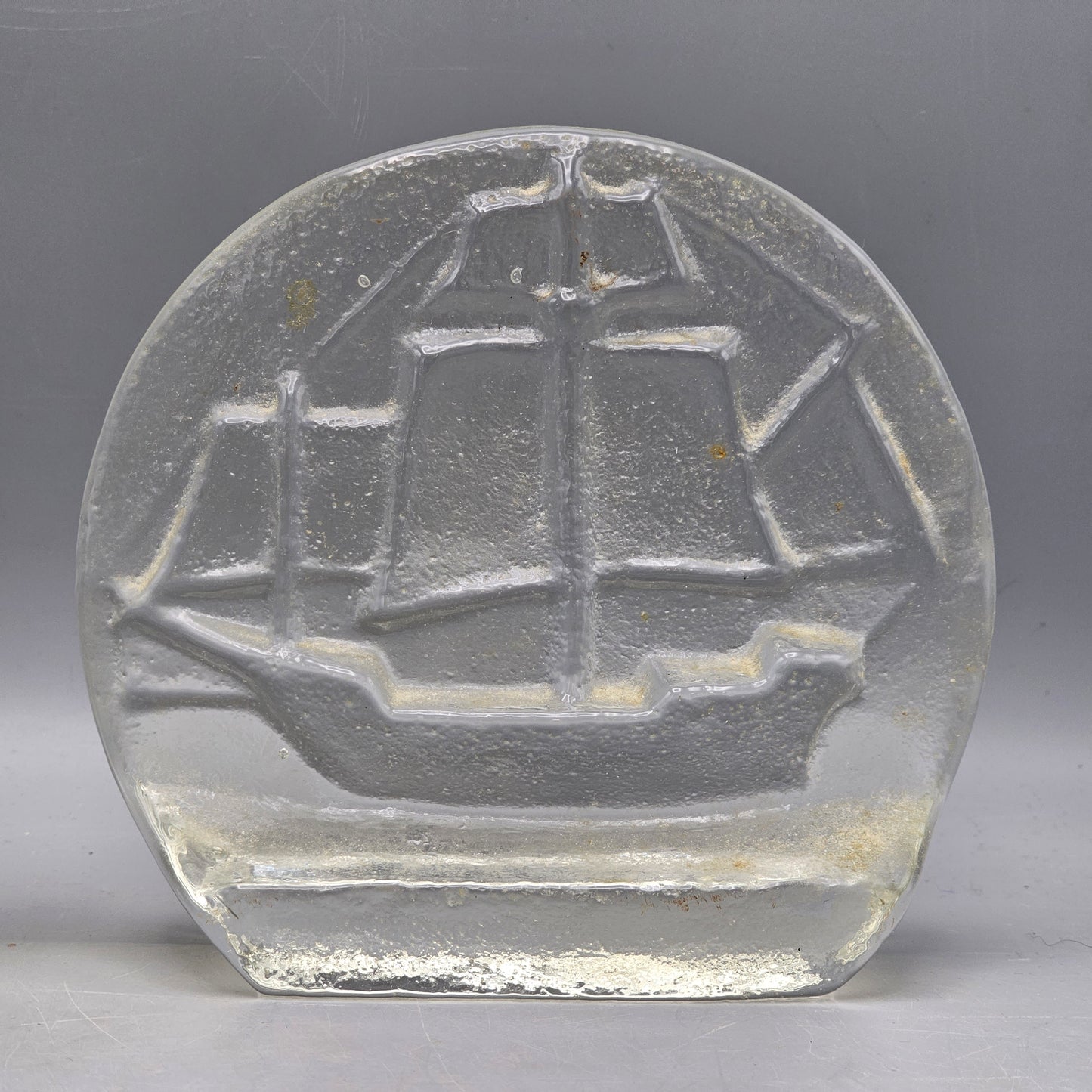 Vintage Blenko MCM Glass Sailing Ship Bookends