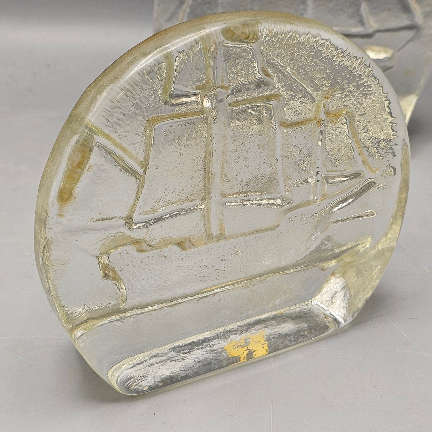Vintage Blenko MCM Glass Sailing Ship Bookends