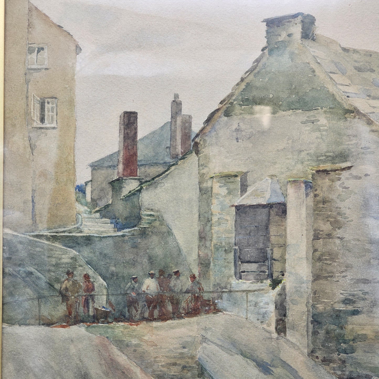 Vintage Signed Watercolor Painting by Kate Allen "A Corner of Polperro Harbour"