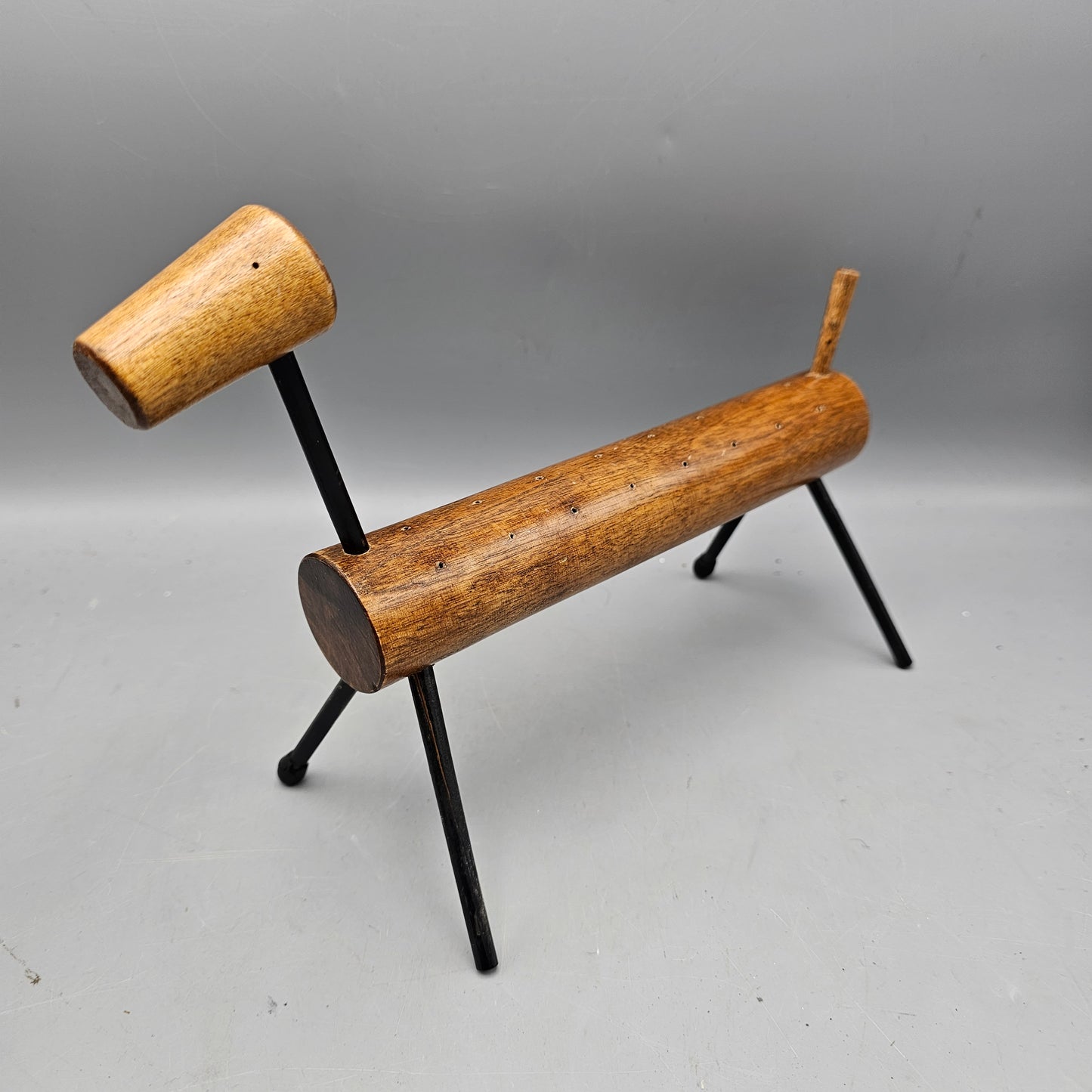 Vintage Val Robbins Rimrock Studio Wooden Dog Toothpick Holder