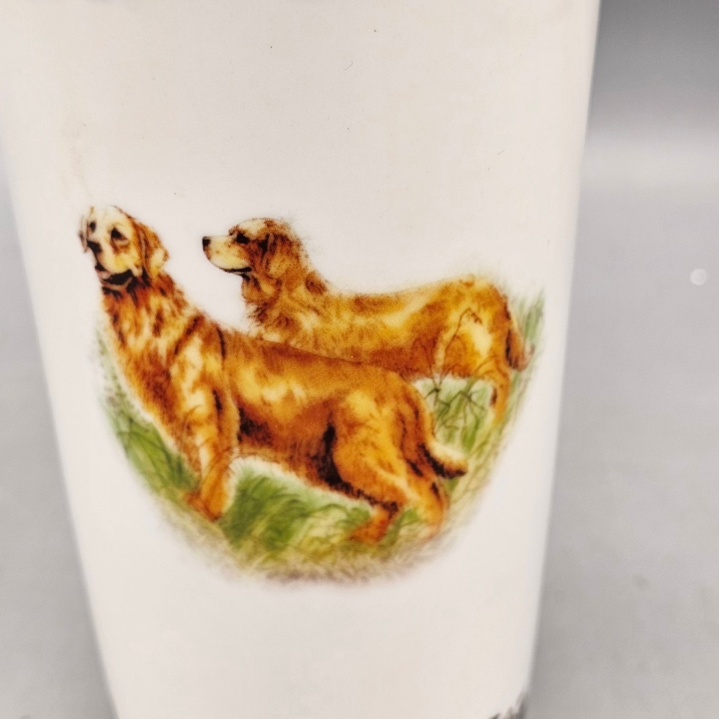 Spode Woodland Golden Retriever Hunting Dog Tall Travel Coffee Mug with Silicone Lid