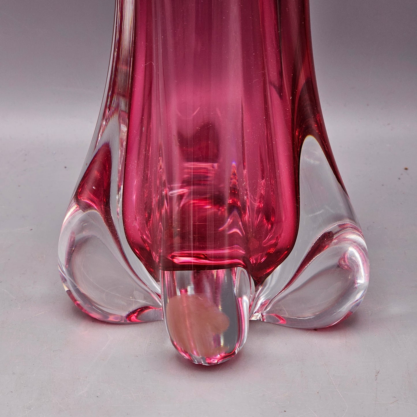 Vintage Cranberry Tulip Glass Vase Czechoslovakia Bohemia