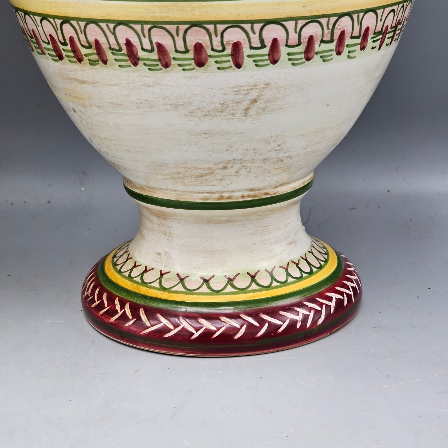 Pair of Handpainted Urns with Floral Decorations Made in Italy