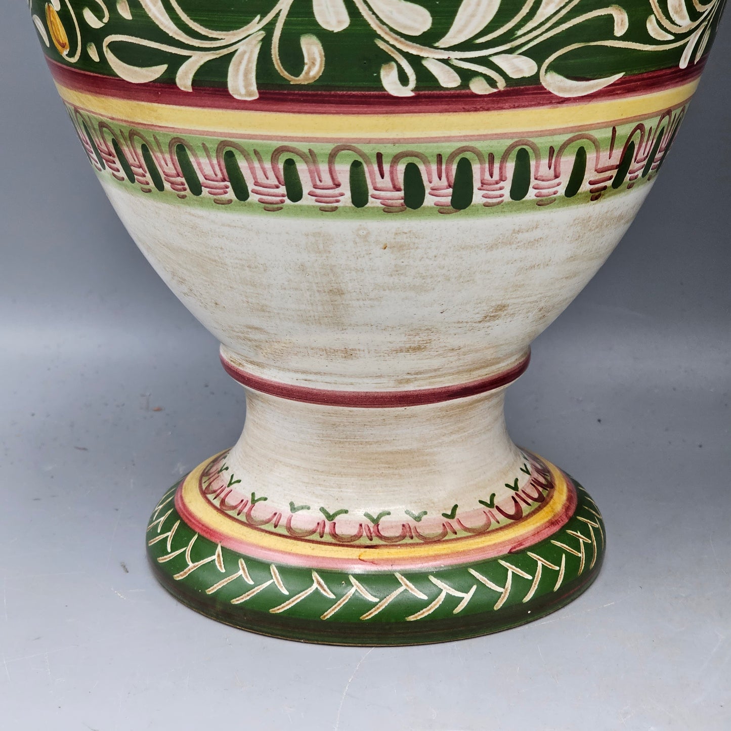 Pair of Handpainted Urns with Floral Decorations Made in Italy