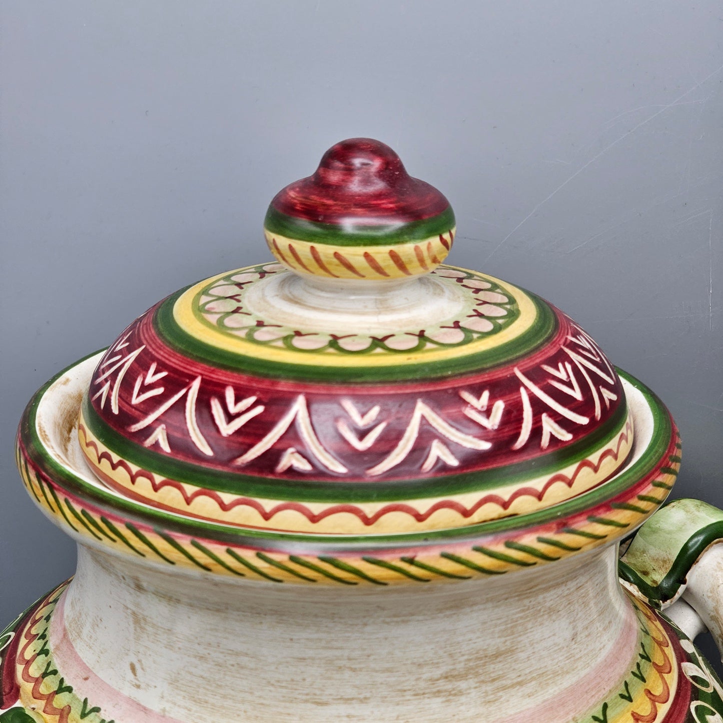 Pair of Handpainted Urns with Floral Decorations Made in Italy