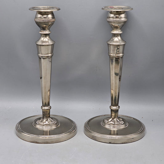 Pair of Silverplated Candlesticks with Feet