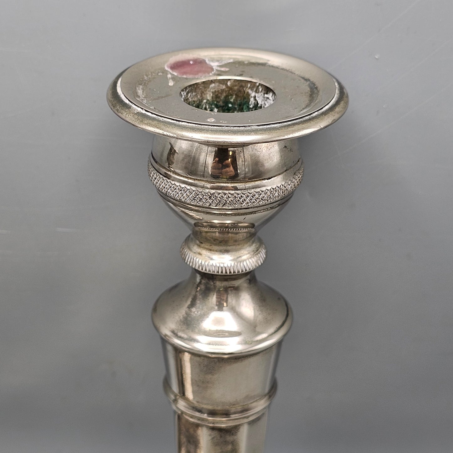Pair of Silverplated Candlesticks with Feet