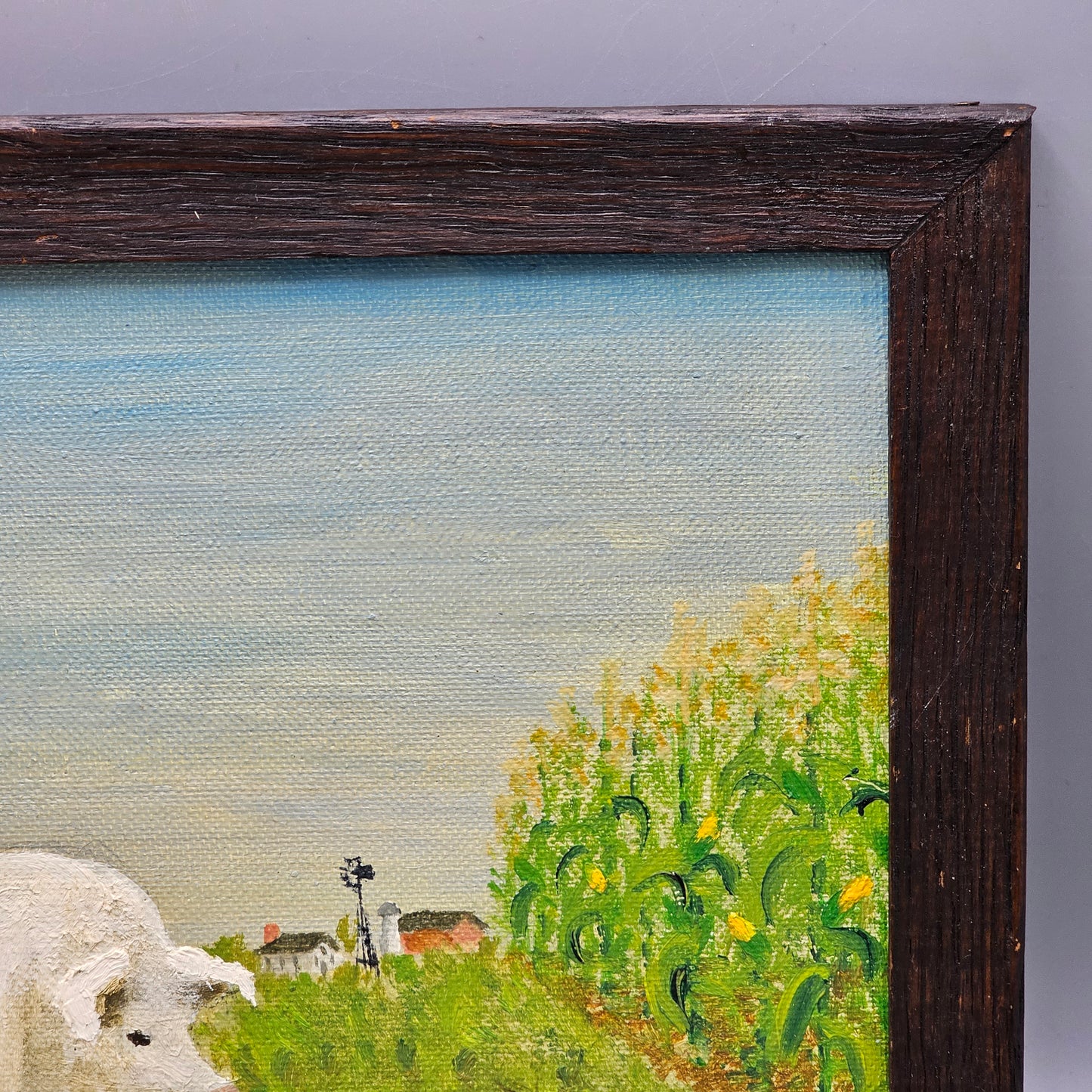 Signed Mabel Wenger Oil Painting "Year of the Pig" Lancaster, PA