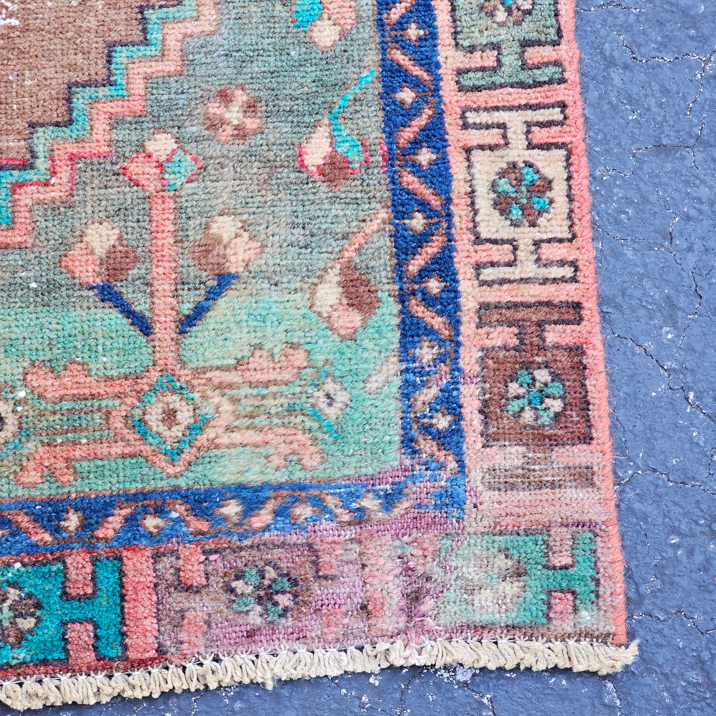 Vintage Hand Knotted Wool Rug ~ 6' 6" x 3' 7"
