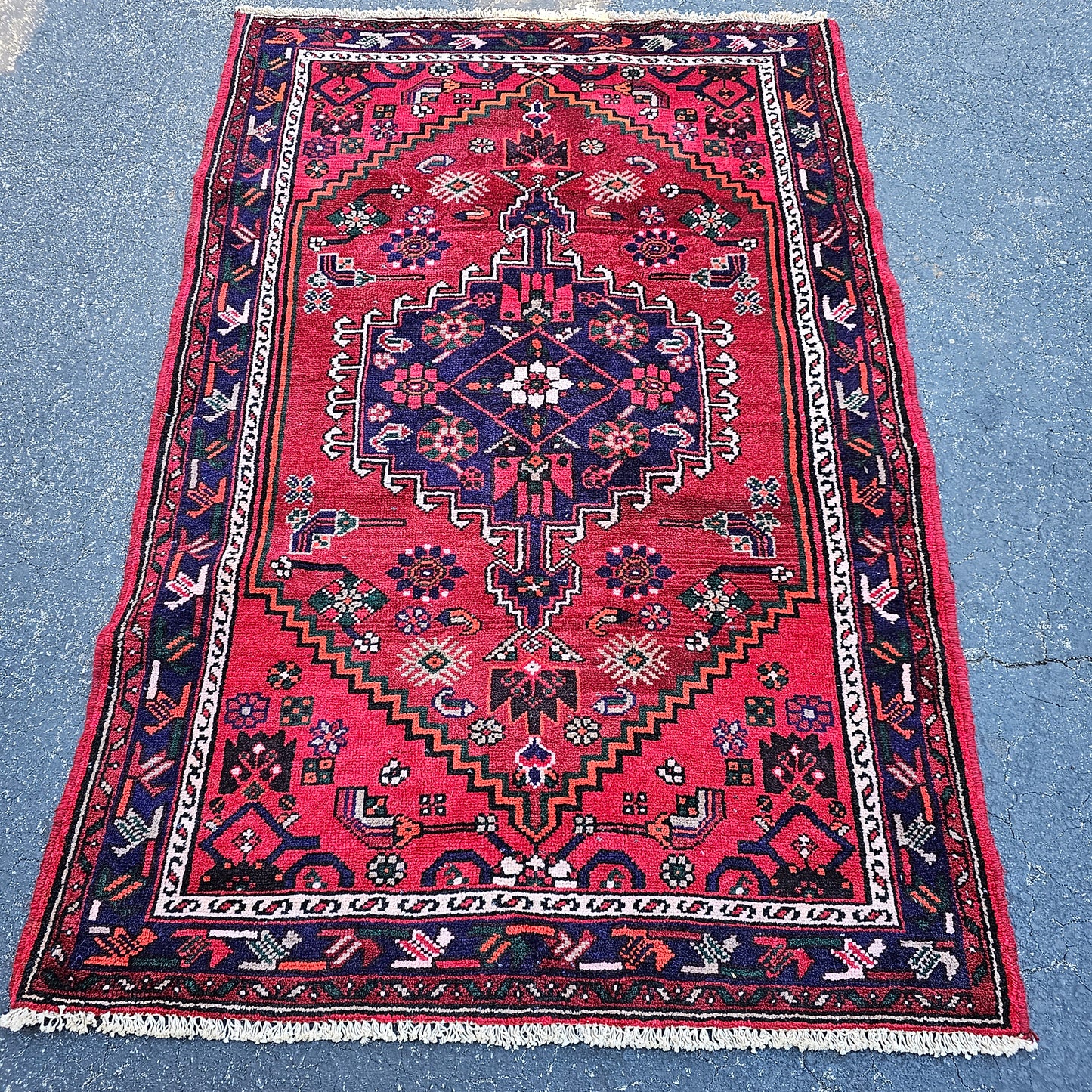 Vintage Hand Knotted Wool Rug ~ 5' 3" x 3' 5"