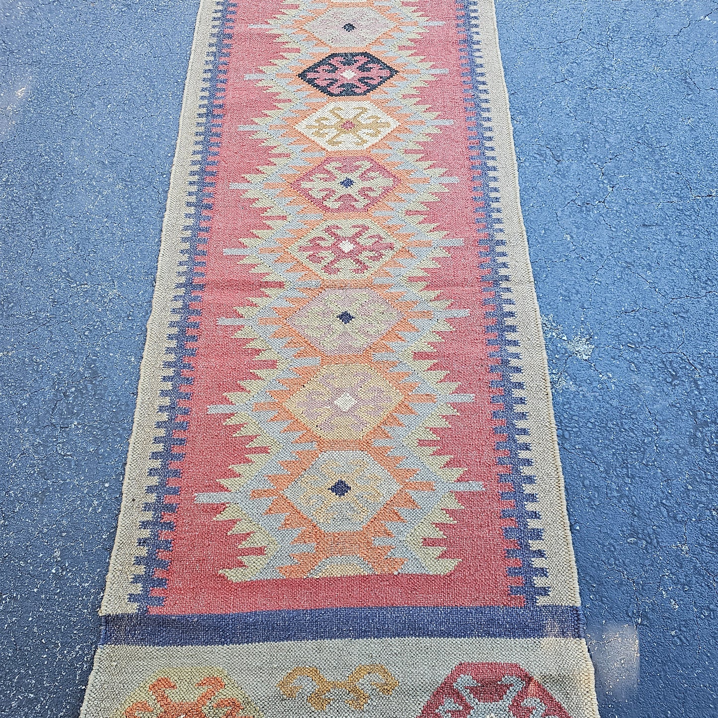 Colorful Kilim Flat Weave Runner Rug ~ 2' 7" x 12'
