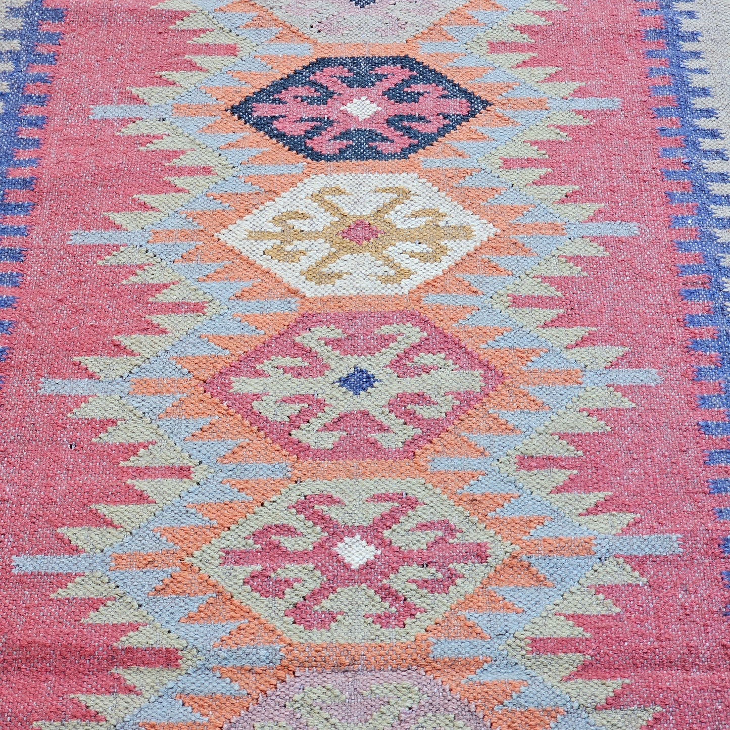 Colorful Kilim Flat Weave Runner Rug ~ 2' 7" x 12'