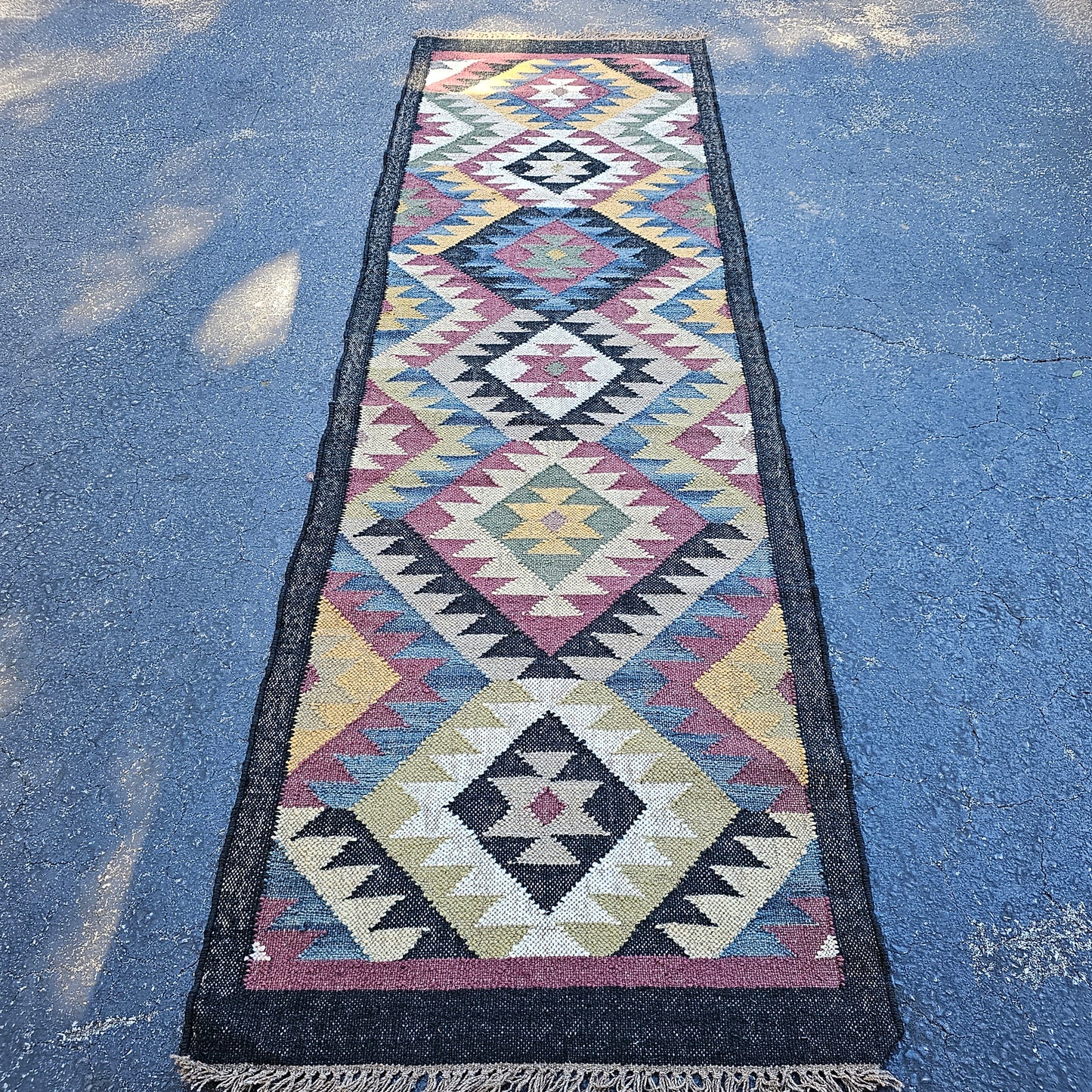 Colorful Kilim Flat Weave Runner Rug ~ 2' 7" x 8' 4"