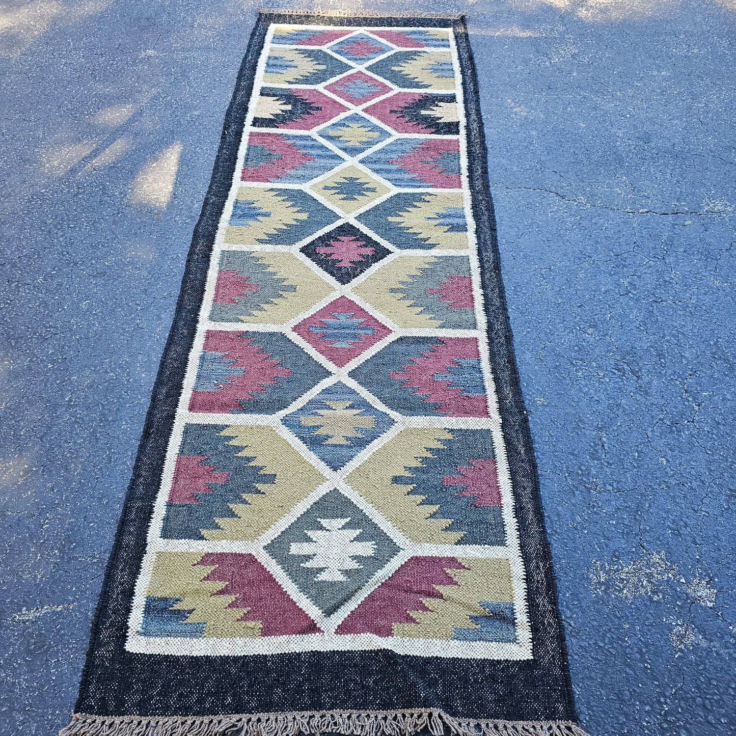 Colorful Kilim Flat Weave Runner Rug ~ 2' 8" x 8'