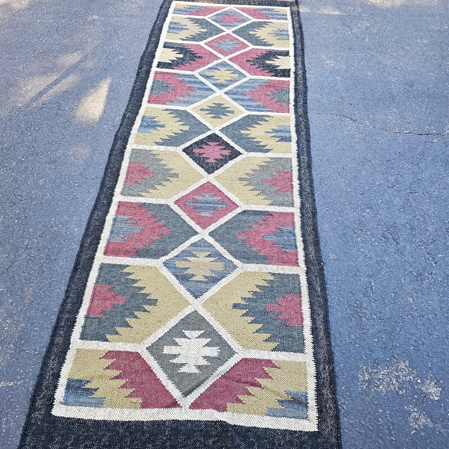 Colorful Kilim Flat Weave Runner Rug ~ 2' 8" x 8'