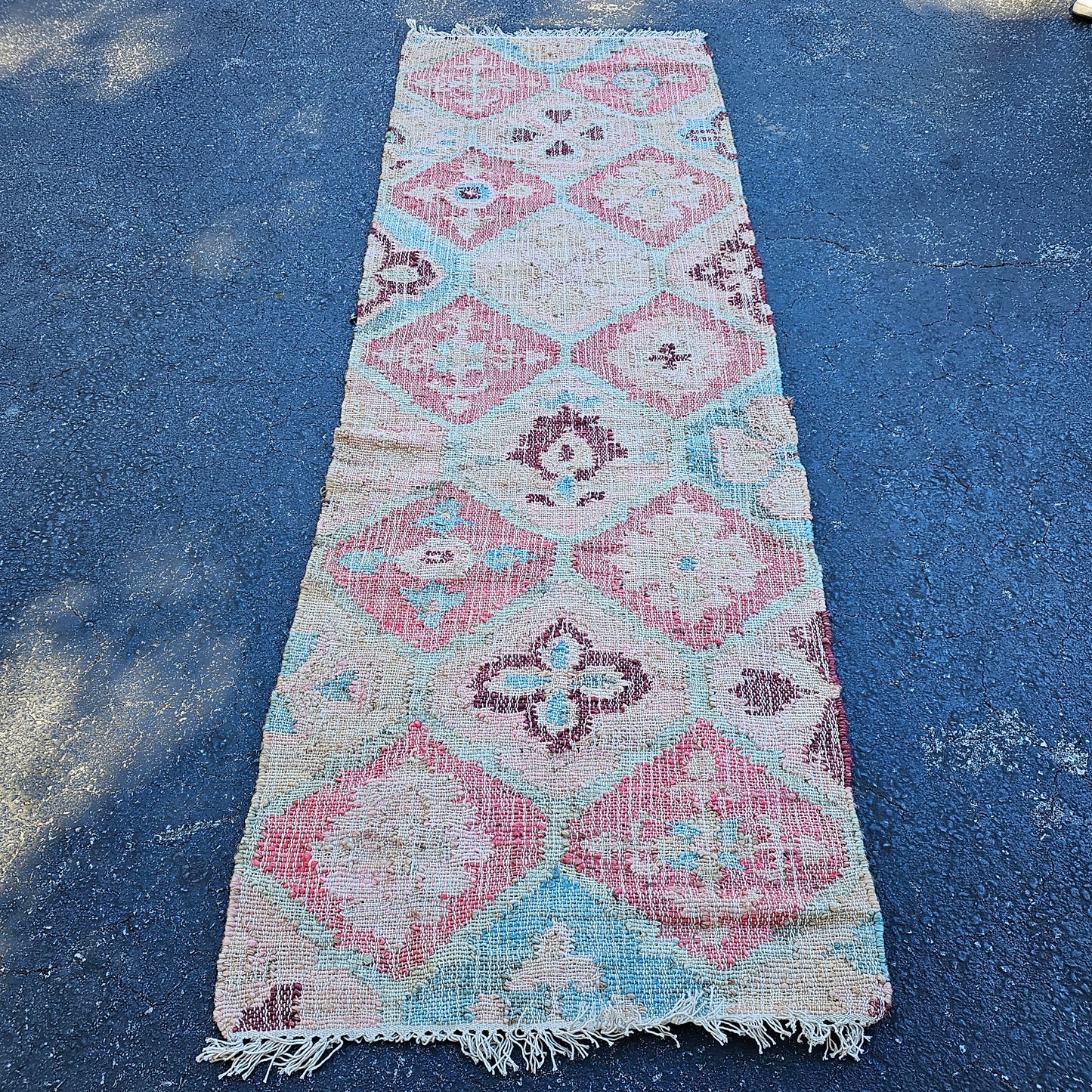 Floral Kilim Flat Weave Runner Rug ~ 2' 7" x 7' 6"