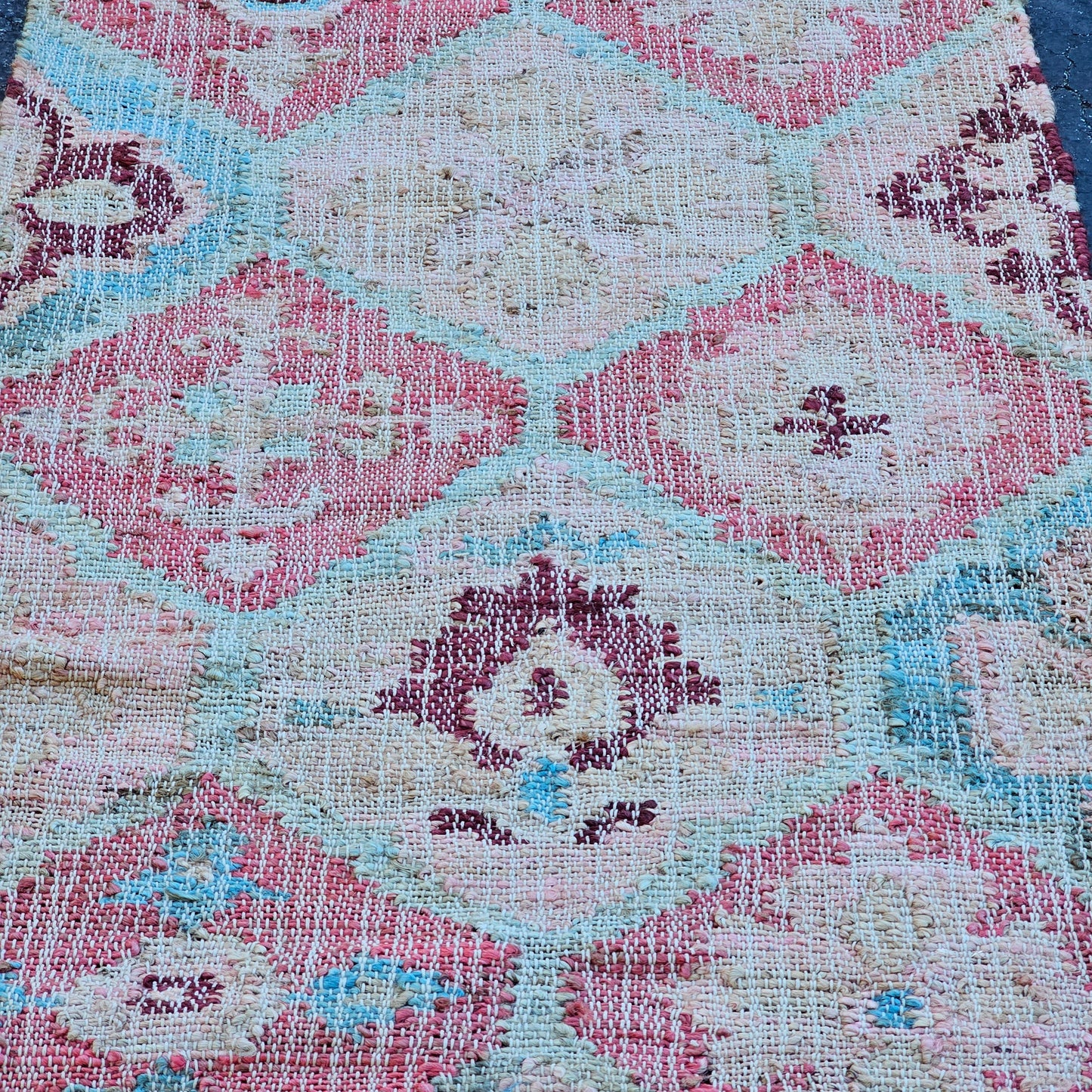 Floral Kilim Flat Weave Runner Rug ~ 2' 7" x 7' 6"