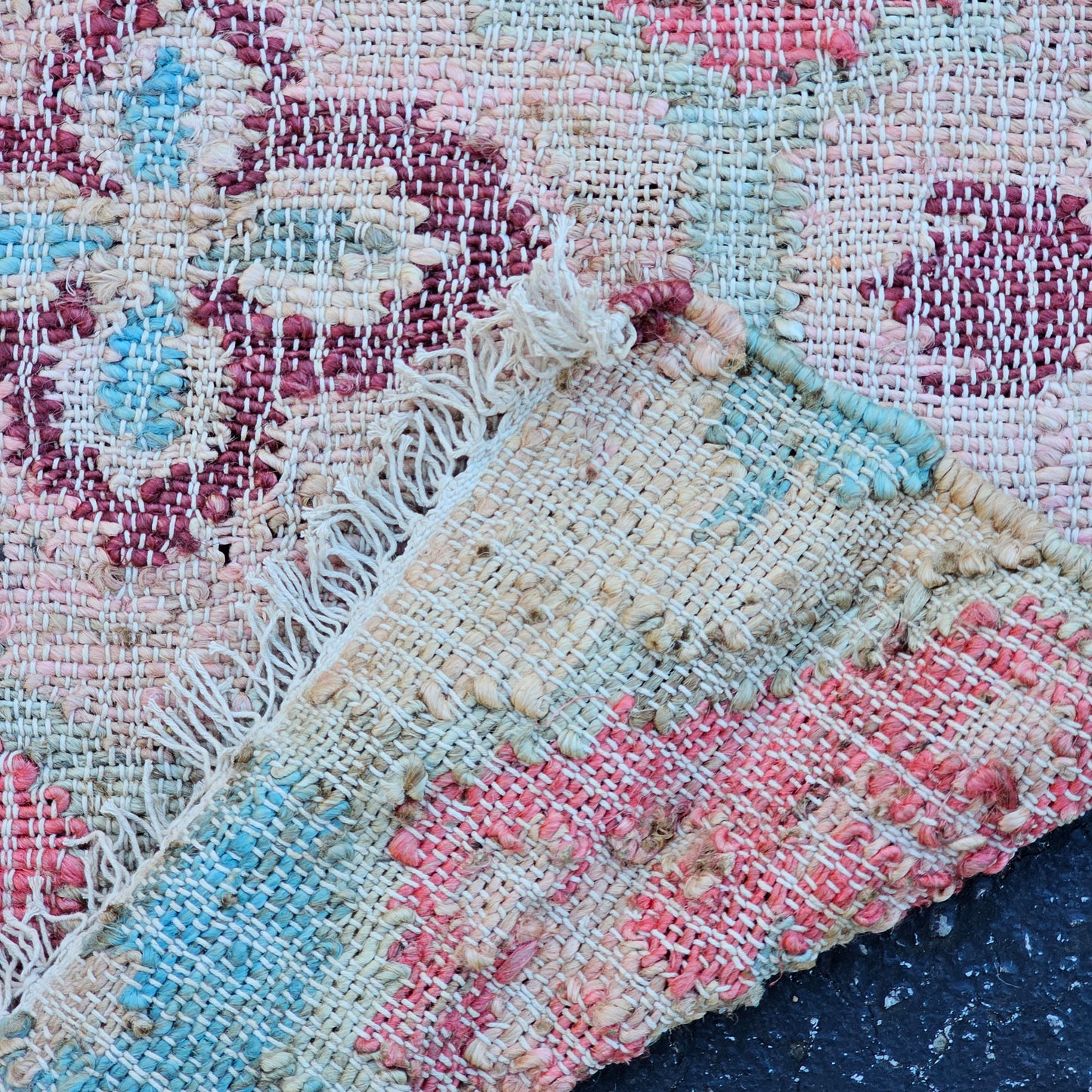 Floral Kilim Flat Weave Runner Rug ~ 2' 7" x 7' 6"