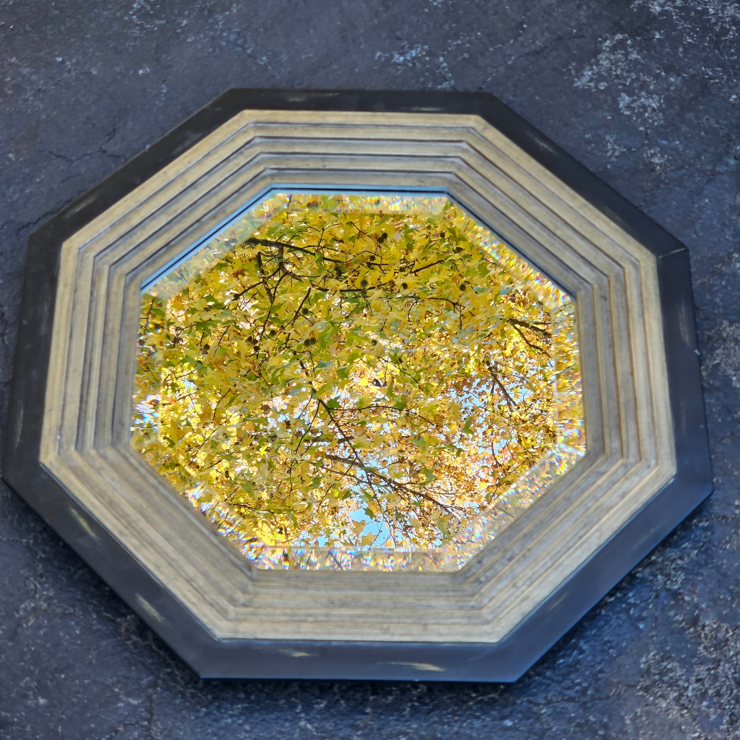 Gold & Black Octagonal Mirror