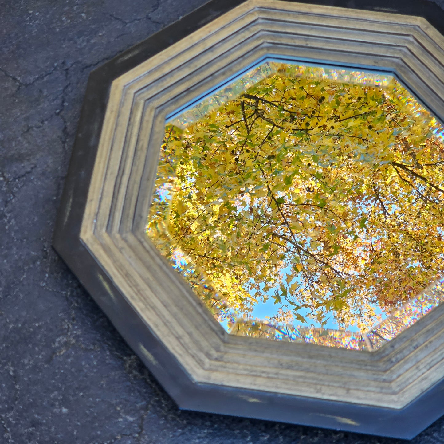 Gold & Black Octagonal Mirror