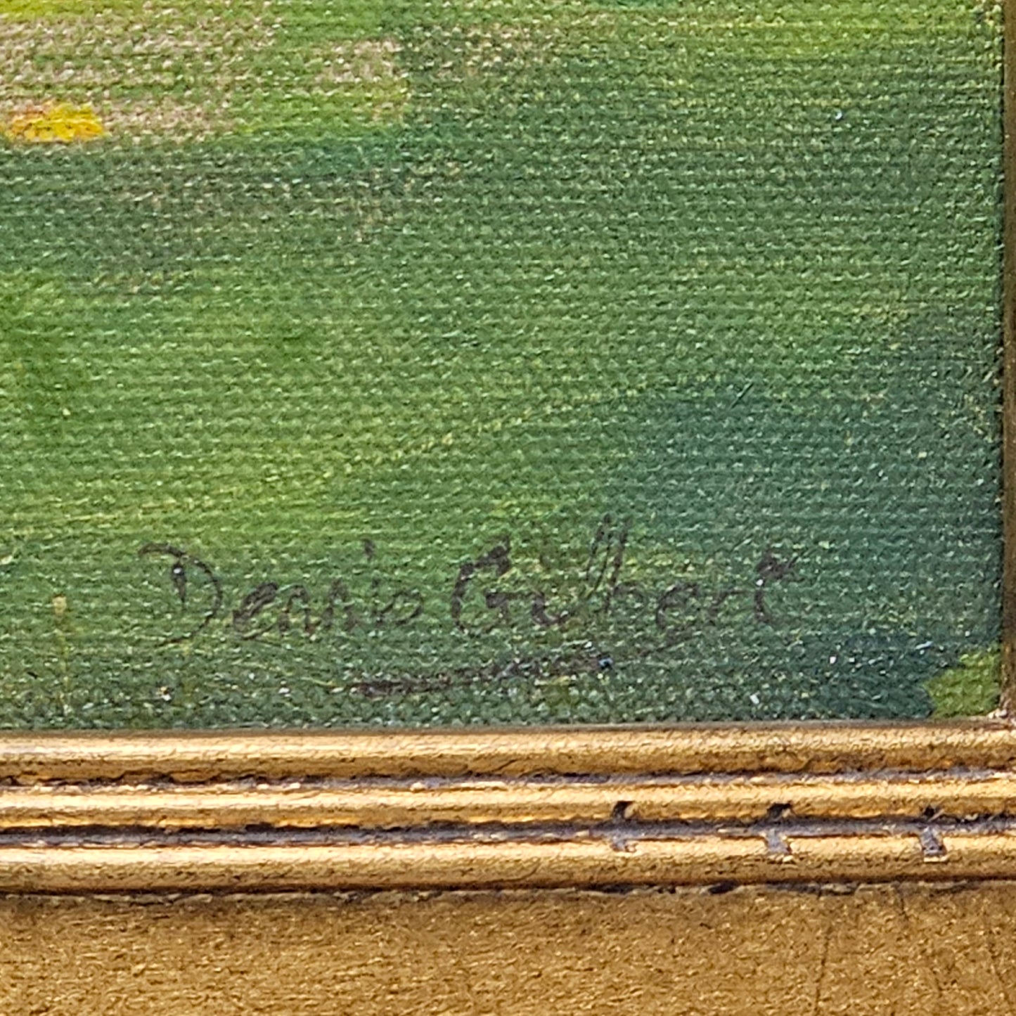 Vintage Oil on Canvas Painting of Richmond Bridge Over Thames in London